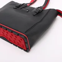 クリスチャンルブタン スパイクスタッズ レザーxラバー トートバッグ