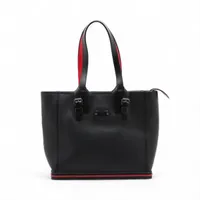 クリスチャンルブタン スパイクスタッズ レザーxラバー トートバッグ