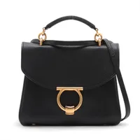 フェラガモ ガンチーニ レザー 2WAYハンドバッグ ブラック A4155269