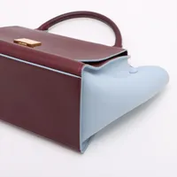 セリーヌ トラペーズ レザー 2WAYハンドバッグ ボルドーxブルー