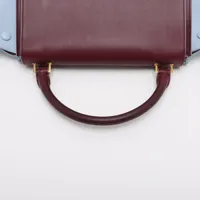 セリーヌ トラペーズ レザー 2WAYハンドバッグ ボルドーxブルー