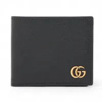 グッチ GGマーモント 735842 レザー 二つ折り財布 ブラック A3244828