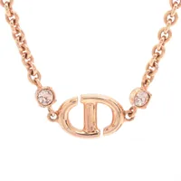 美品 DIOR ディオール CD NAVY ネックレス ピンクゴールド ディオール CD Navy CDネイビー ネックレス GP×ラインストーン ピンク