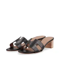 エルメス オアジス レザー サンダル 36 レディース ブラック A4156694