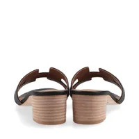 エルメス オアジス レザー サンダル 36 レディース ブラック A4156694