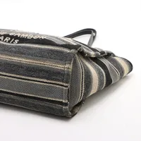 シャネル ドーヴィルMM キャンバスxレザー チェーントートバッグ