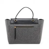 セリーヌ ベルトバッグ ミニ レザーxウール 2WAYハンドバッグ ブラック