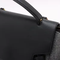 セリーヌ ベルトバッグ ミニ レザーxウール 2WAYハンドバッグ ブラック