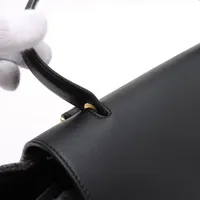 セリーヌ ベルトバッグ ミニ レザーxウール 2WAYハンドバッグ ブラック