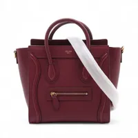 セリーヌ ラゲージ ナノショッパー レザー 2WAYハンドバッグ ボルドー