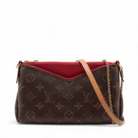 ヴィトン モノグラム パラスクラッチ M41638 ブラウンxレッド