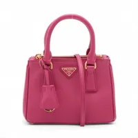プラダ サフィアーノ ミニガレリア レザー 2WAYハンドバッグ ピンク
