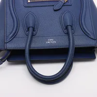 セリーヌ ラゲージ ナノショッパー レザー 2WAYハンドバッグ ブルー