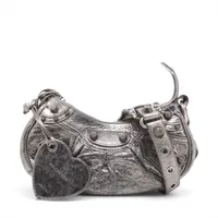 バレンシアガ ルカゴールXS レザー ショルダーバッグ シルバー 671309