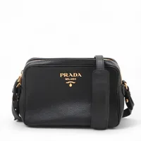 プラダ ヴィッテロフェニックス レザー ショルダーバッグ ブラック