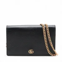 グッチ GGマーモント レザー チェーンウォレット ブラック 497985