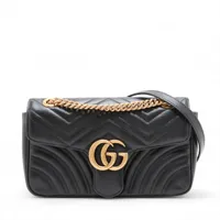 グッチ GGマーモント レザー チェーンショルダーバッグ ブラック