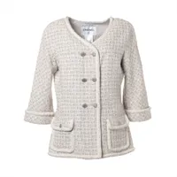 シャネル ココボタン 13/14年 レーヨン ノーカラージャケット 40