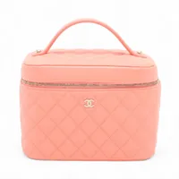 シャネル マトラッセ キャビアスキン バニティバッグ ピンク アクセサリーポーチ CHANEL（シャネル） キャビアスキン マトラッセ ココマーク 2WAY
