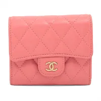 シャネル ミニミニマトラッセ レザー ポーチ ピンク ゴールド金具