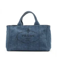 プラダ カナパ デニム ハンドバッグ ブルー 1BG642 無記名ギャラ