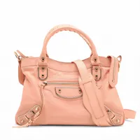 バレンシアガ ザ・タウン レザー 2WAYハンドバッグ ピンク 240579