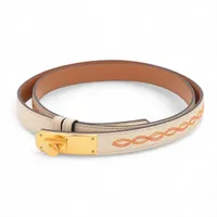 エルメス ケリー18 B:2023年 ベルト ヴォーエプソン クレ 刺繍 Filet