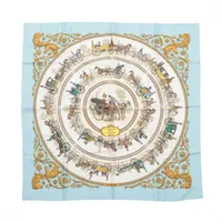エルメス カレ90 Flora Graeca ギリシャの花 スカーフ シルク ブルー