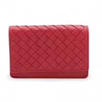 ボッテガヴェネタ イントレチャート レザー カードケース レッド