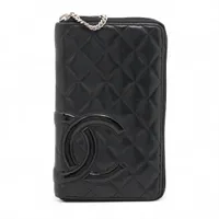 シャネル カンボンライン ラムスキン ラウンドジップウォレット