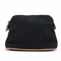 良品✨ エルメス キャンバス ボリードポーチ ミニ ブラック エルメス ボリードポーチ20 キャンバス ポーチ ブラック シルバー金具