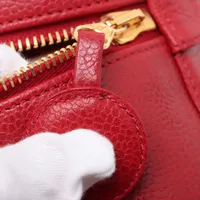 シャネル ココマーク キャビアスキン バニティバッグ レッド ゴールド