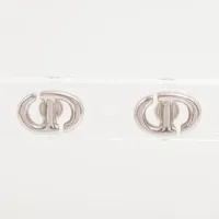 極美品 Dior ディオール ピアス CD NAVY シルバー ロゴ ネイビー ディオール CD Navy CDネイビー ピアス(両耳用) GP シルバー A4160116