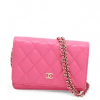 シャネル マトラッセ キャビアスキン チェーンウォレット ピンク