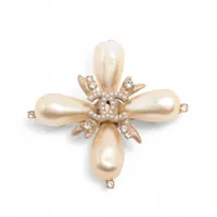 シャネル ココマーク A14B ブローチ GP×ラインストーン×フェイクパール