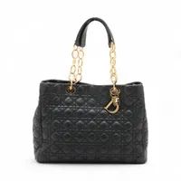 クリスチャンディオール カナージュ レザー チェーントートバッグ