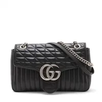 グッチ GGマーモント レザー チェーンショルダーバッグ ブラック
