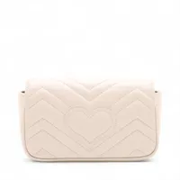 グッチ GGマーモント レザー チェーンショルダーバッグ ホワイト