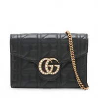 グッチ GGマーモント レザー チェーンウォレット ブラック 474575