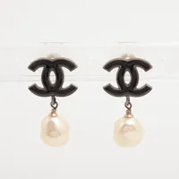 シャネル ココマーク 14P ピアス(両耳用) GP×フェイクパール ブラック