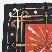 エルメス カレ90 CANNES＆POMMEAUX ステッキ柄 スカーフ シルク