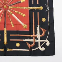 エルメス カレ90 CANNES＆POMMEAUX ステッキ柄 スカーフ シルク