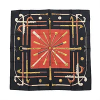 エルメス スカーフ カレ90 CANNES&POMMEAUX ステッキ柄 エルメス カレ90 CANNES＆POMMEAUX ステッキ柄 スカーフ シルク