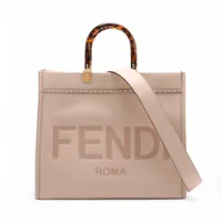 フェンディ セレリア カルラ レザー トートバッグ ピンク×グレー