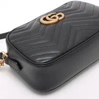 グッチ GGマーモント レザー チェーンショルダーバッグ ブラック