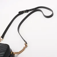 グッチ GGマーモント レザー チェーンショルダーバッグ ブラック