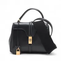 セリーヌ 16セーズ スモール レザー 2WAYハンドバッグ ブラック