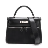 エルメス ケリーラキ28 ボックスカーフxトワルオフィシエ ブラック