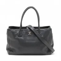 シャネル エグゼクティブ レザー 2WAYトートバッグ ブラック シルバー