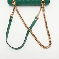 グッチ GGマーモント レザー チェーンショルダーバッグ グリーン